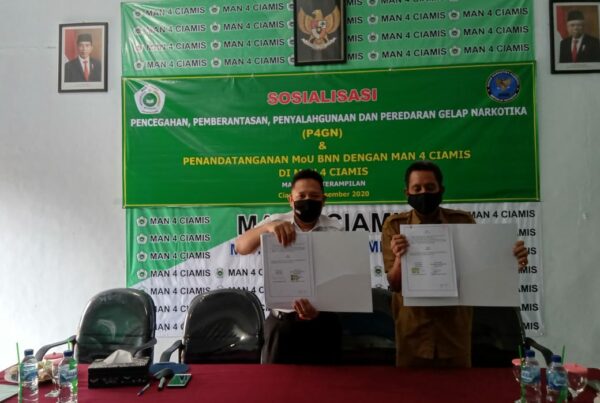 Perkuat Program P4GN Di Sekolah, BNNK Ciamis Tandatangani MoU Dengan MAN 4 Ciamis