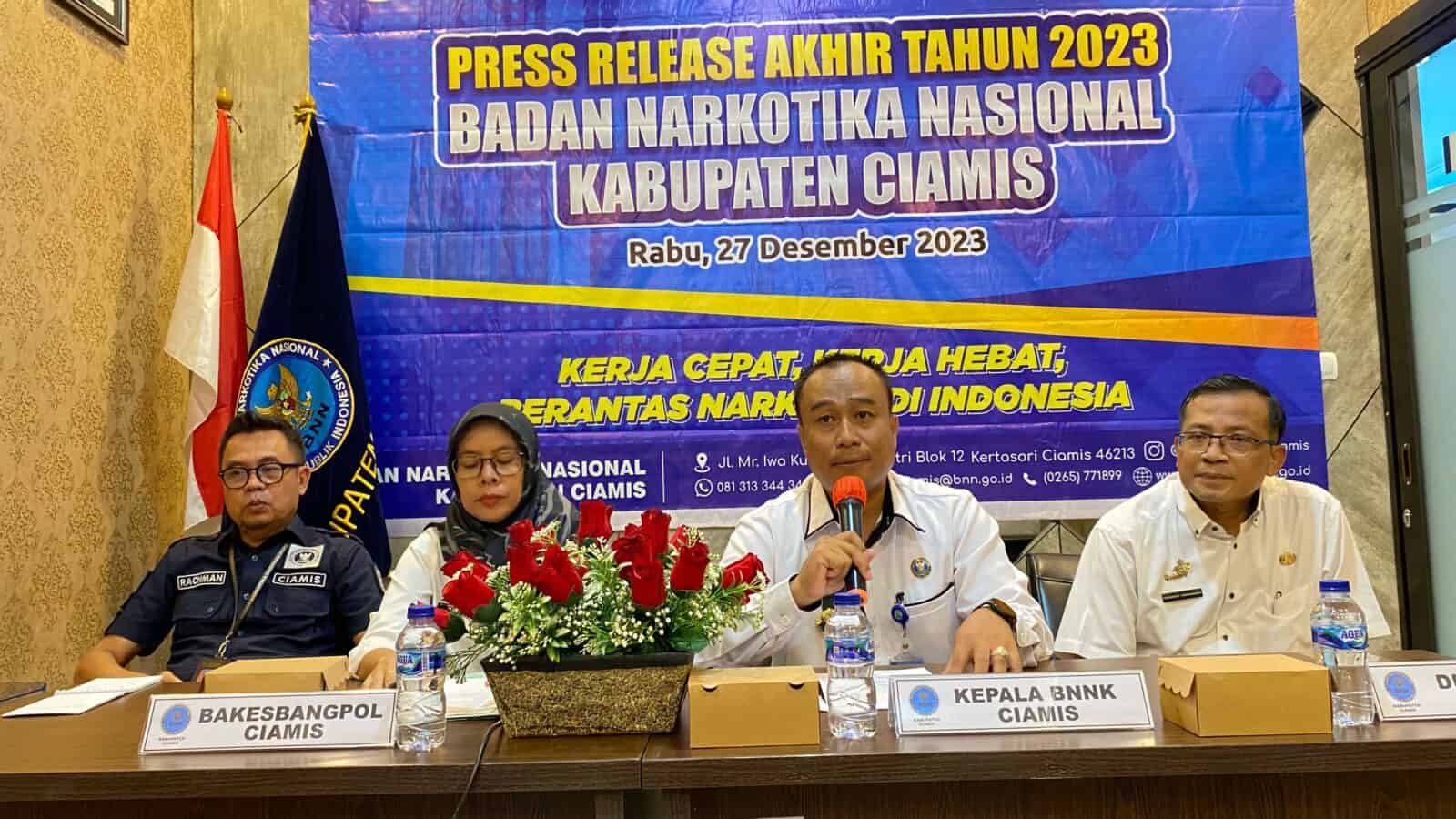 Badan Narkotika Nasional Kabupaten Ciamis Gelar Press Release Akhir Tahun 2023 BNNK Ciamis Gelar Press Release Akhir Tahun 2023